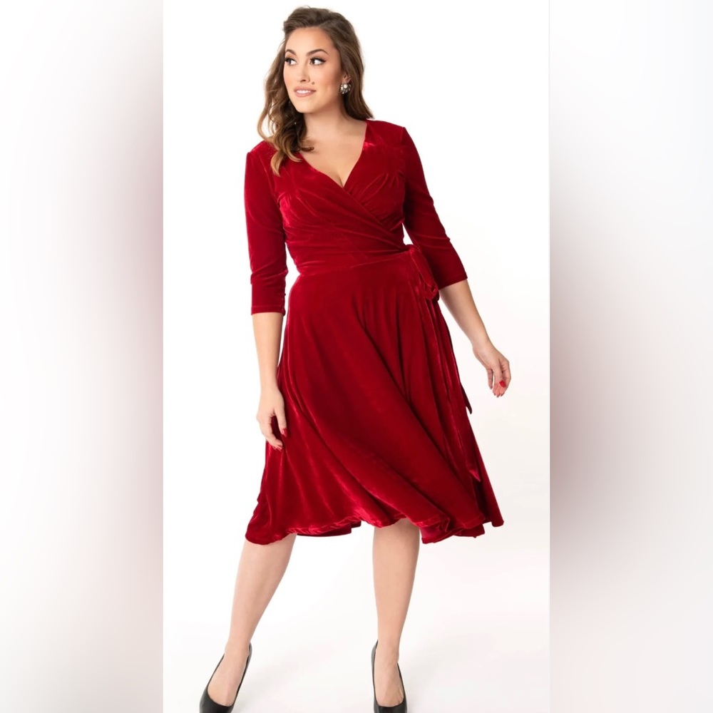 Unique Vintage Velvet Wrap Dress